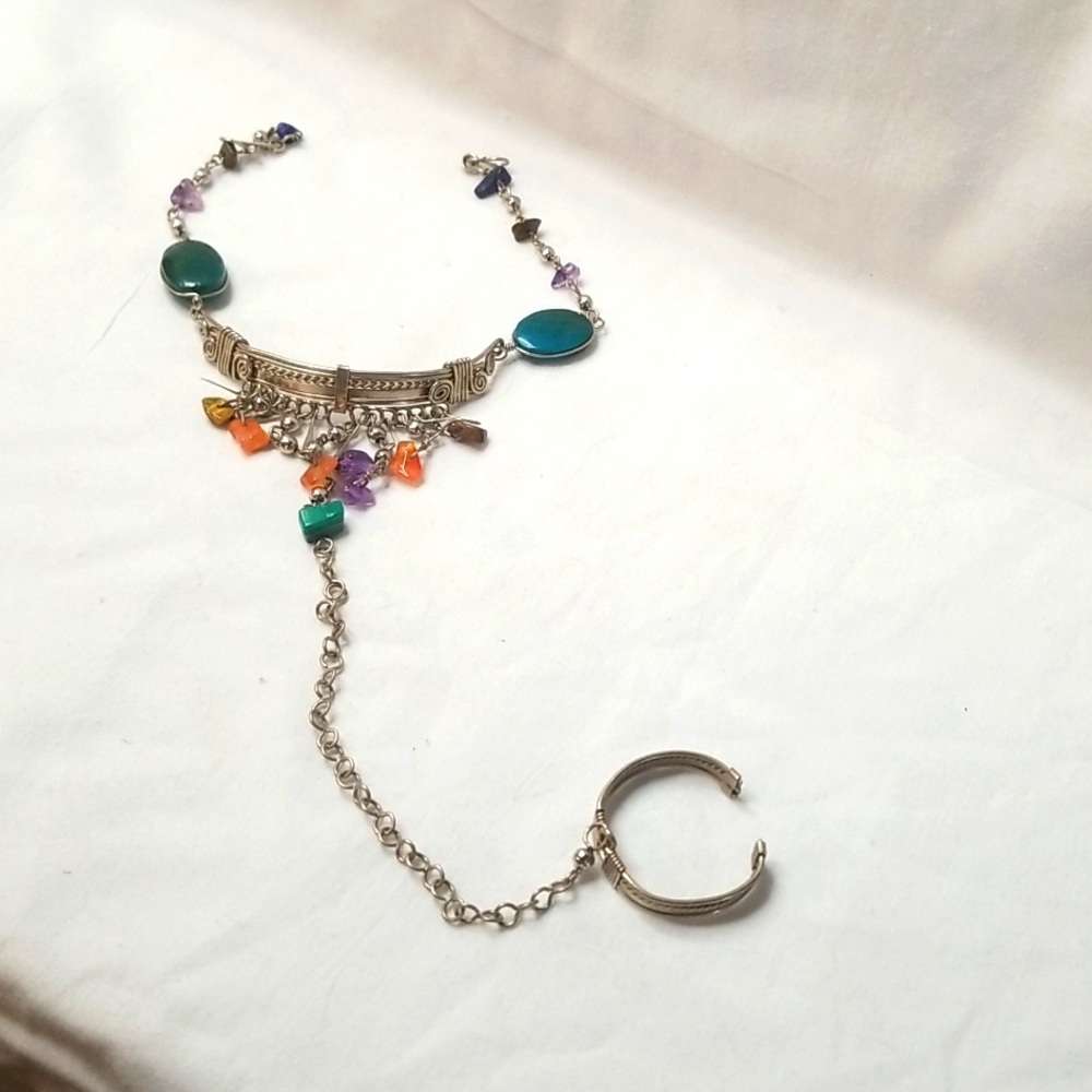 Ankle Chain Crystals Toe Ring Gypsy Boho Beach Summer Belly Dance